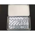 Domino de marfil en caja de hierro blanco / Tin Box